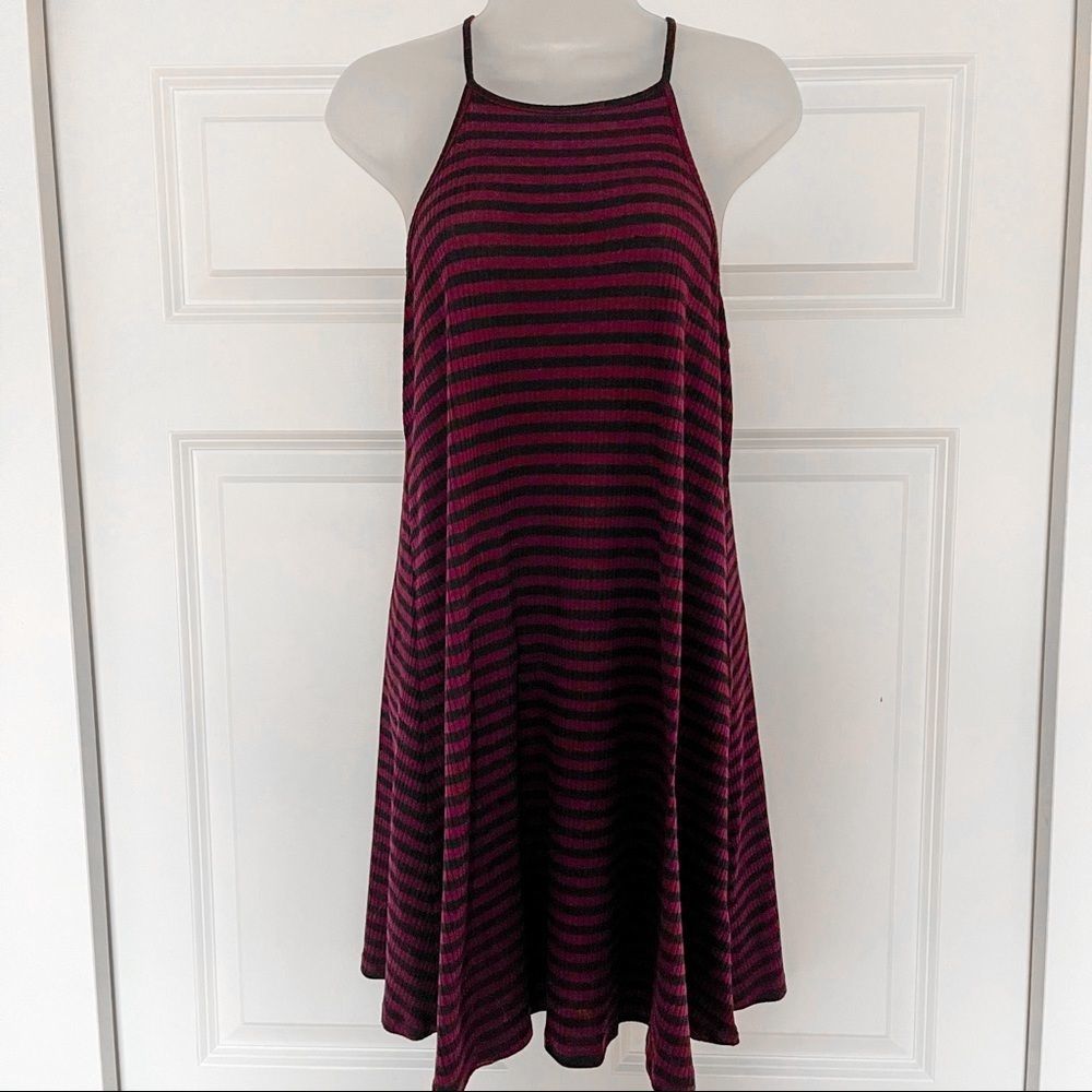 LOVE FIRE | Burgundy Striped Dress